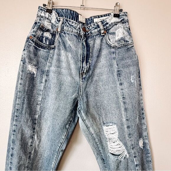 Cotton On High 90's Distressed Mid Wash Jeans Size 8 - Picture 3 of 6